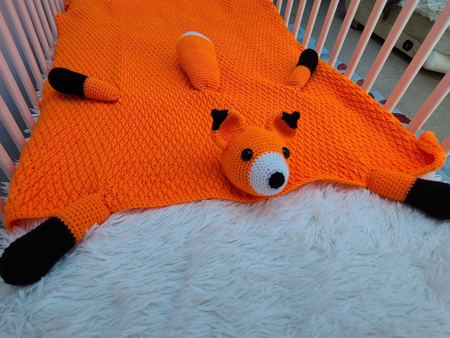 3 in 1 Woodland Fox Baby Blanket Toy Lovey Crochet Pattern Pram Blanket Baby Gift Woodland Animal Collection Folding Blanket