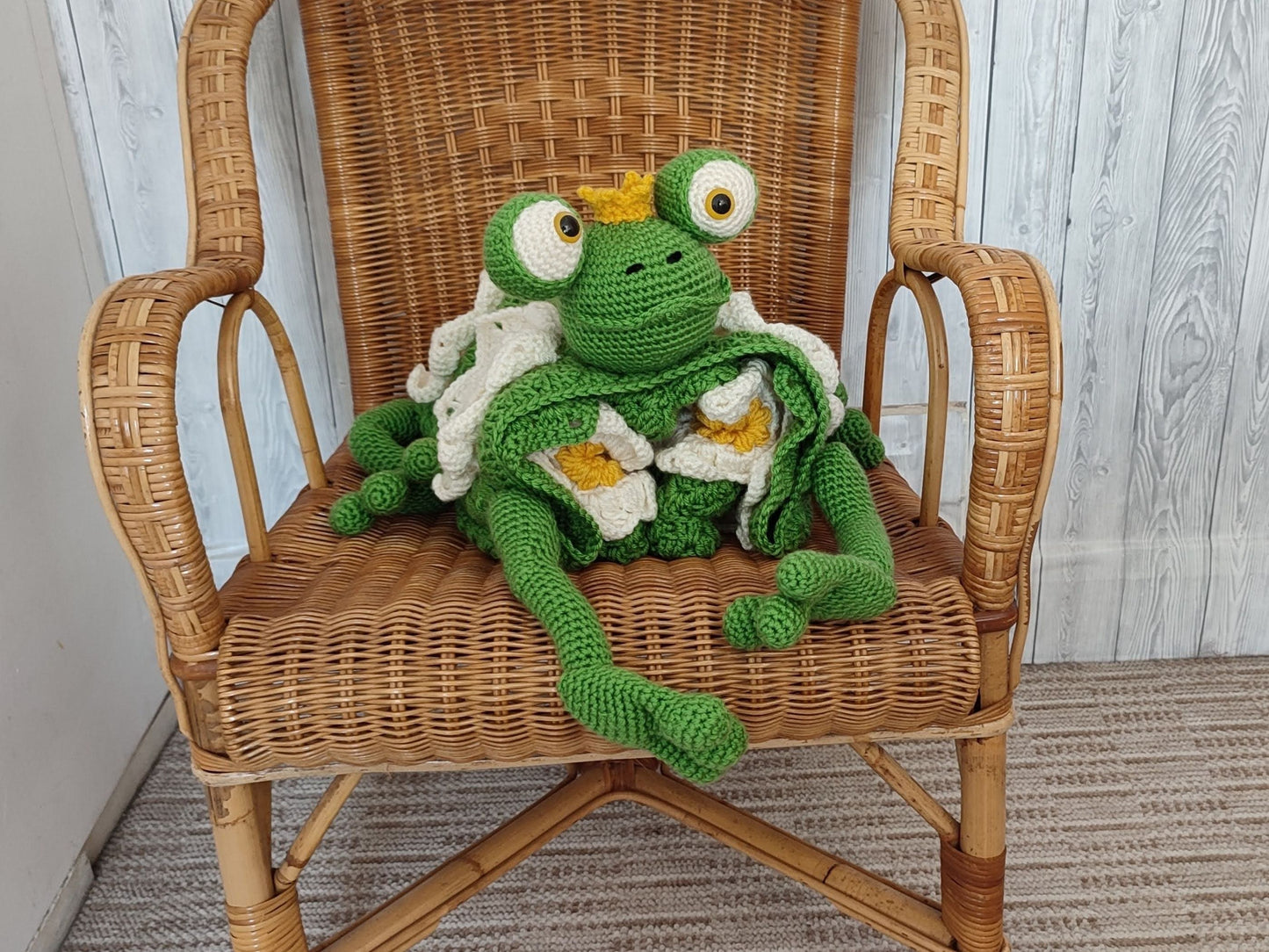 3in1 Jungle Frog Folding Baby Blanket Crochet Pattern | Pram Toy Blanket Lovey Frog Baby Shower Baby Gift Birthday Nursery Waterlily Afghan