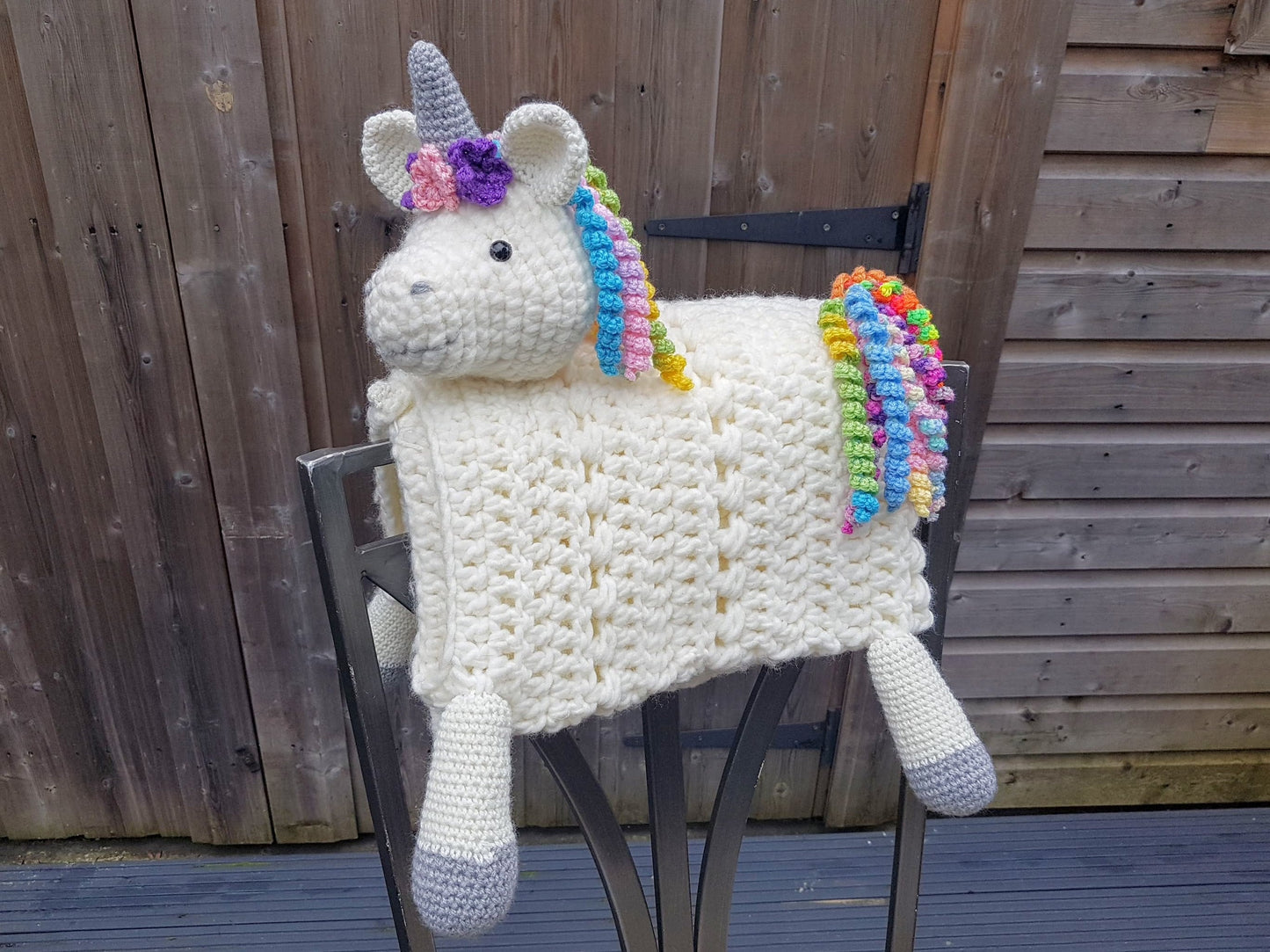 3 in 1 Rainbow Unicorn Baby Blanket Toy Lovey Security Blanket Crochet Pattern Folding Blanket