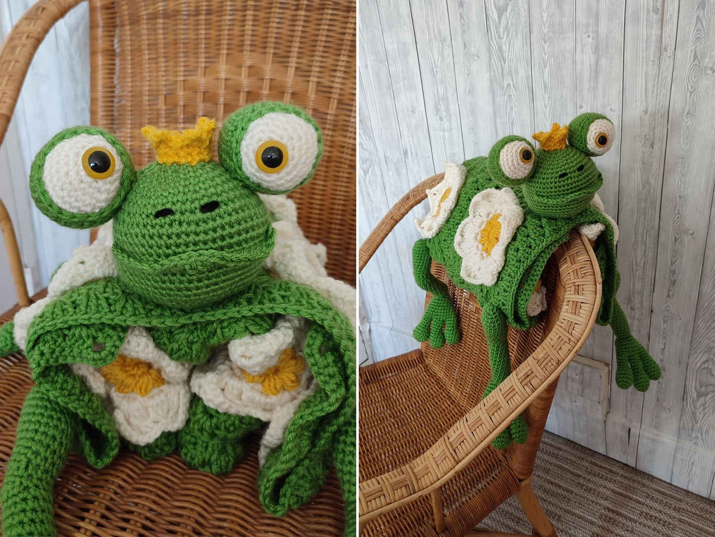 3in1 Jungle Frog Folding Baby Blanket Crochet Pattern | Pram Toy Blanket Lovey Frog Baby Shower Baby Gift Birthday Nursery Waterlily Afghan