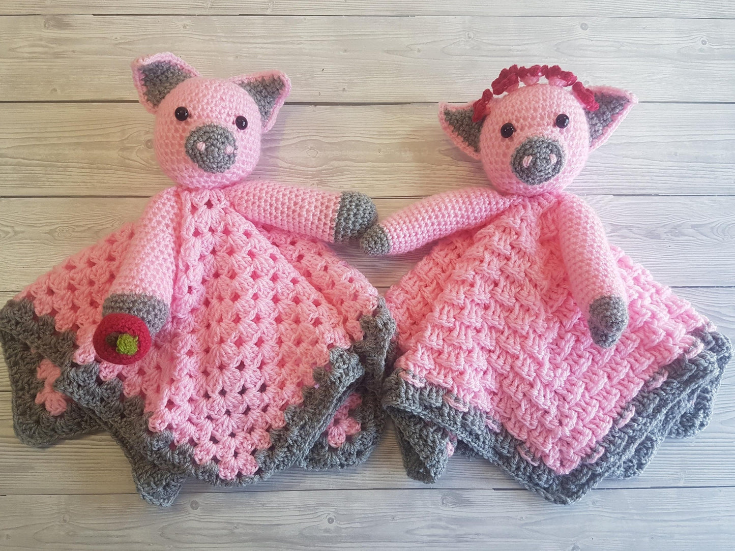 Pip & Petunia Pig Lovey Blankets Crochet Pattern | Comforter Security Blanket Baby Shower Gift | Farm Animals Pig Baby Lovey Cuddle Play Toy