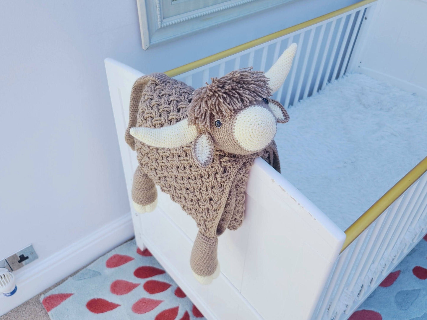 3in1 Highland Cow Folding Baby Blanket Crochet Pattern | Scottish Cow Blanket | Pram Crochet Blanket Toy Lovey | Baby Shower Gift | Birthday