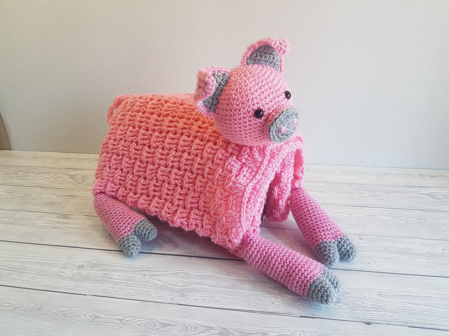 Farm Pig Baby Blanket & Piggy Lovey Baby Shower Set CROCHET PATTERN Multipurpose Blanket Toy Play Mat Baby Security Blanket Stroller Cot Bla