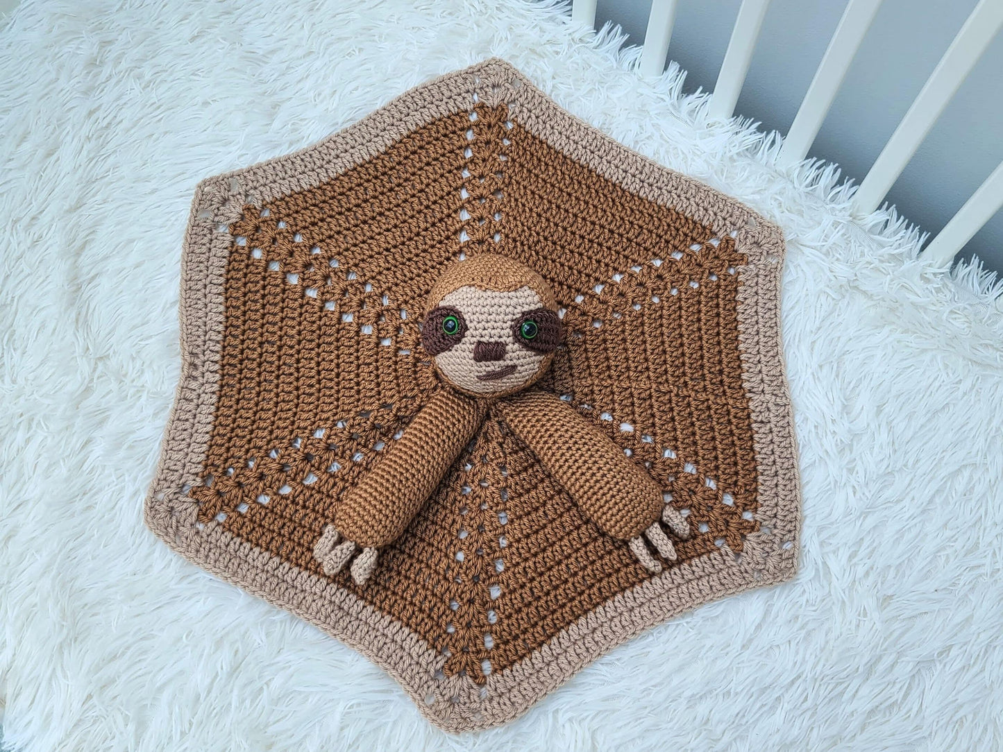 Smooch The Sloth Lovey Baby Blanket Comforter Security Blanket Crochet Pattern Baby Shower Gift Jungle Sloth Lovey Pattern Amigurumi Toy