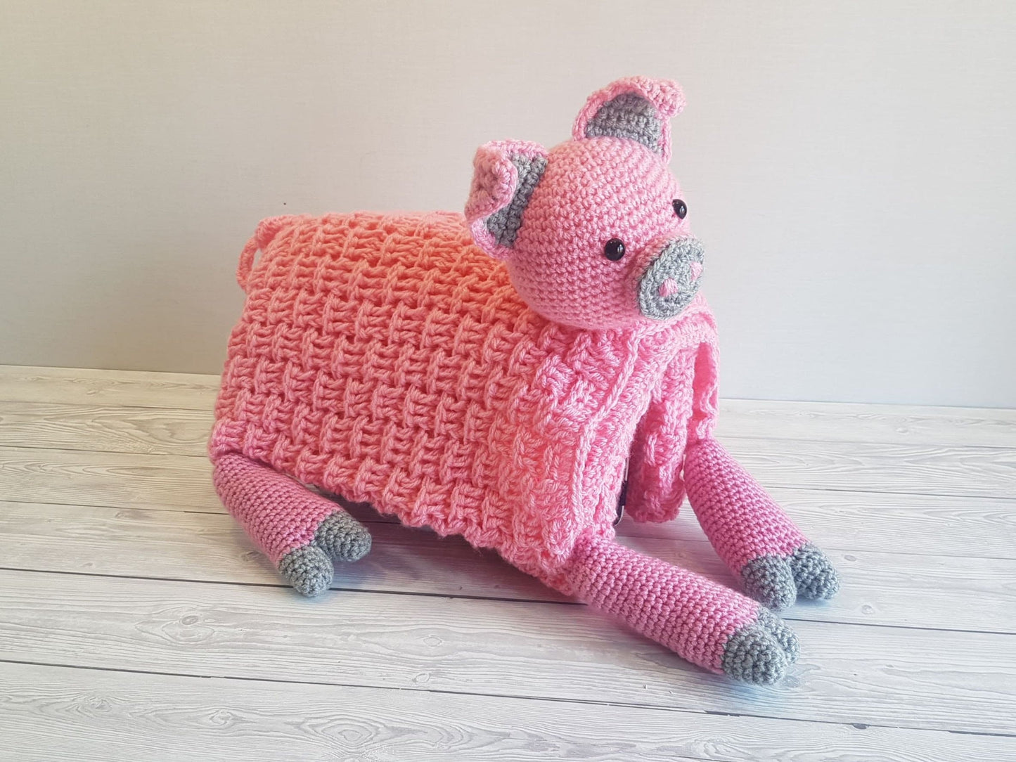 Pig Baby Blanket Crochet Pattern | Stroller Blanket | Baby Shower Gift For Boys & Girls | Pram Blanket | Cot Blanket | Piggy Blanket Toy