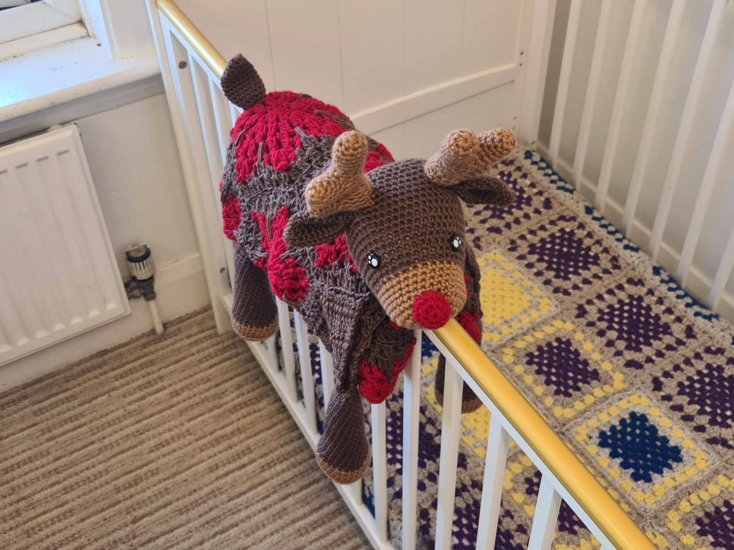 3in1 Festive Reindeer Folding Baby Blanket Crochet Pattern | Stroller Pram Toy Security Blanket Lovey Baby Shower Gift For Boy Girl Play mat