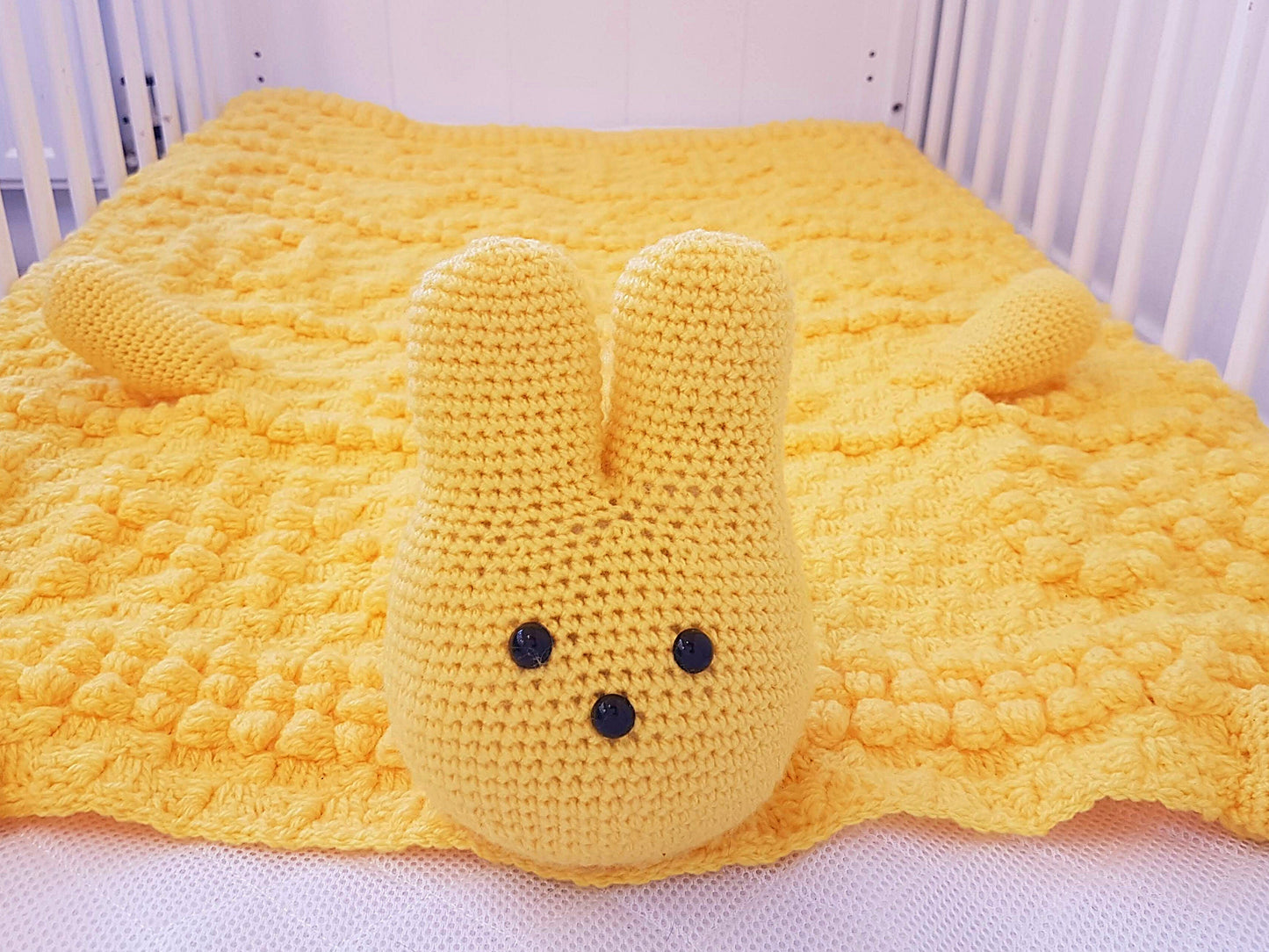 3in1 Easter Peep Bunny Baby Blanket Crochet Pattern | Bunny Blanket Crochet C2C Blanket Baby Shower Gift Yellow Easter Afghan Amigurumi Toy