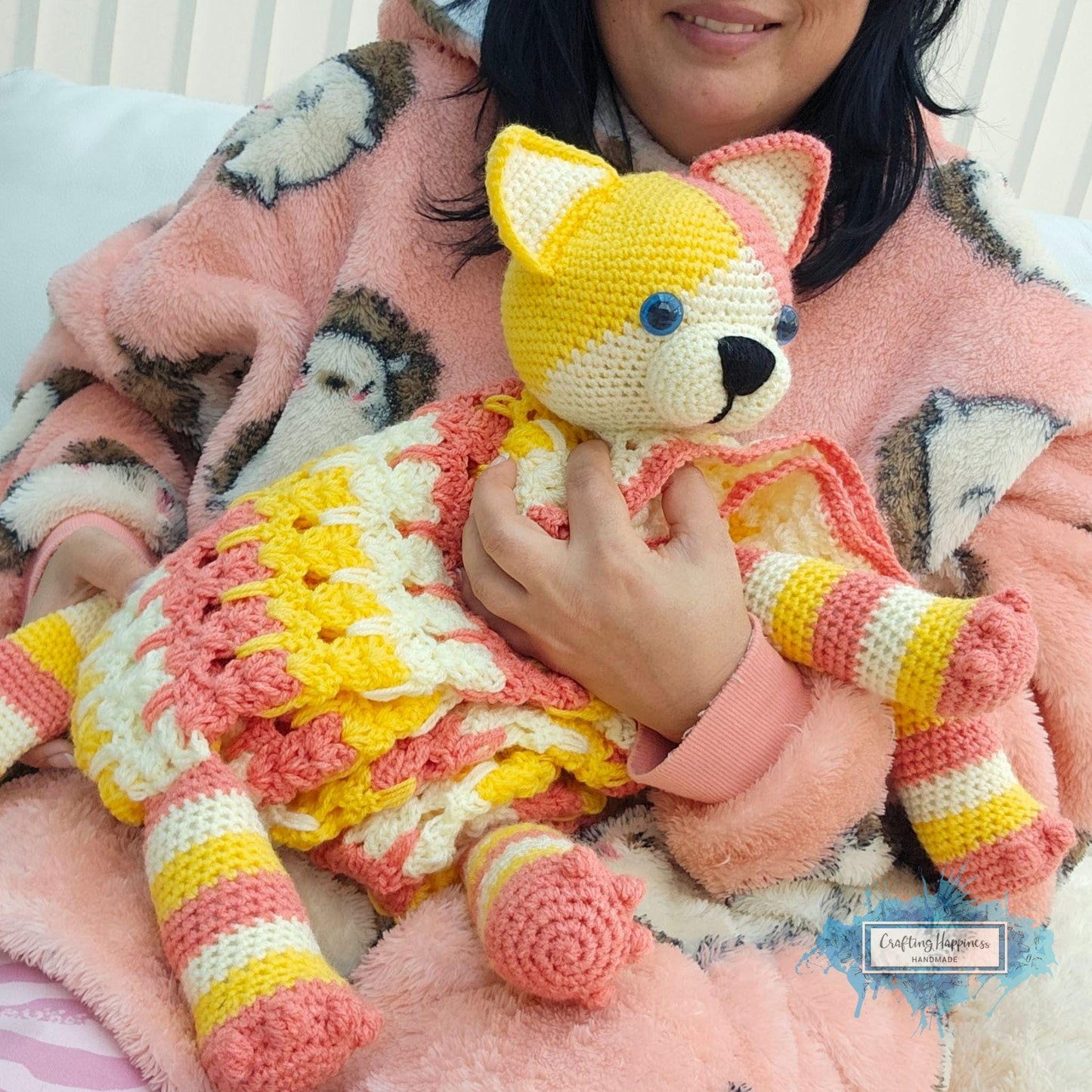 3in1 Calico Cat Folding Baby Blanket Crochet Pattern | Amigurumi Cat Unisex Baby Blanket | Stroller Blanket Cat Toy Throw | Baby Shower Gift