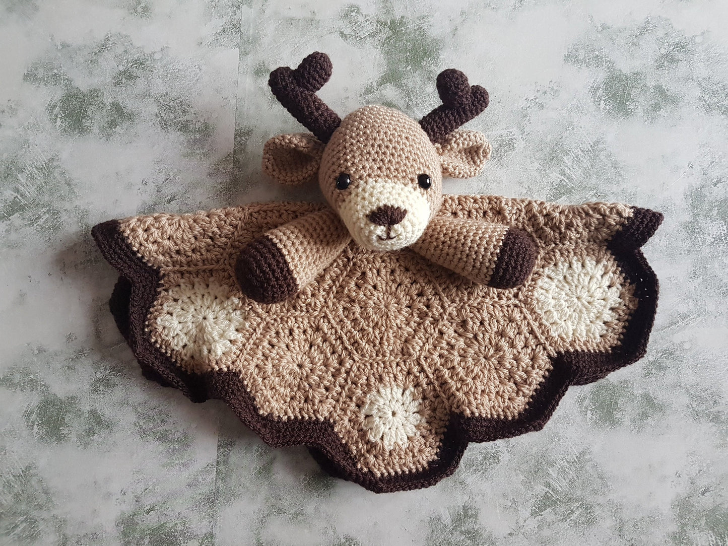 Baby Deer Lovey Security Blanket Crochet Pattern | Amigurumi Woodland Animal Deer Comforter, Baby Shower Gift, Animal Lovey, Crochet Blanket
