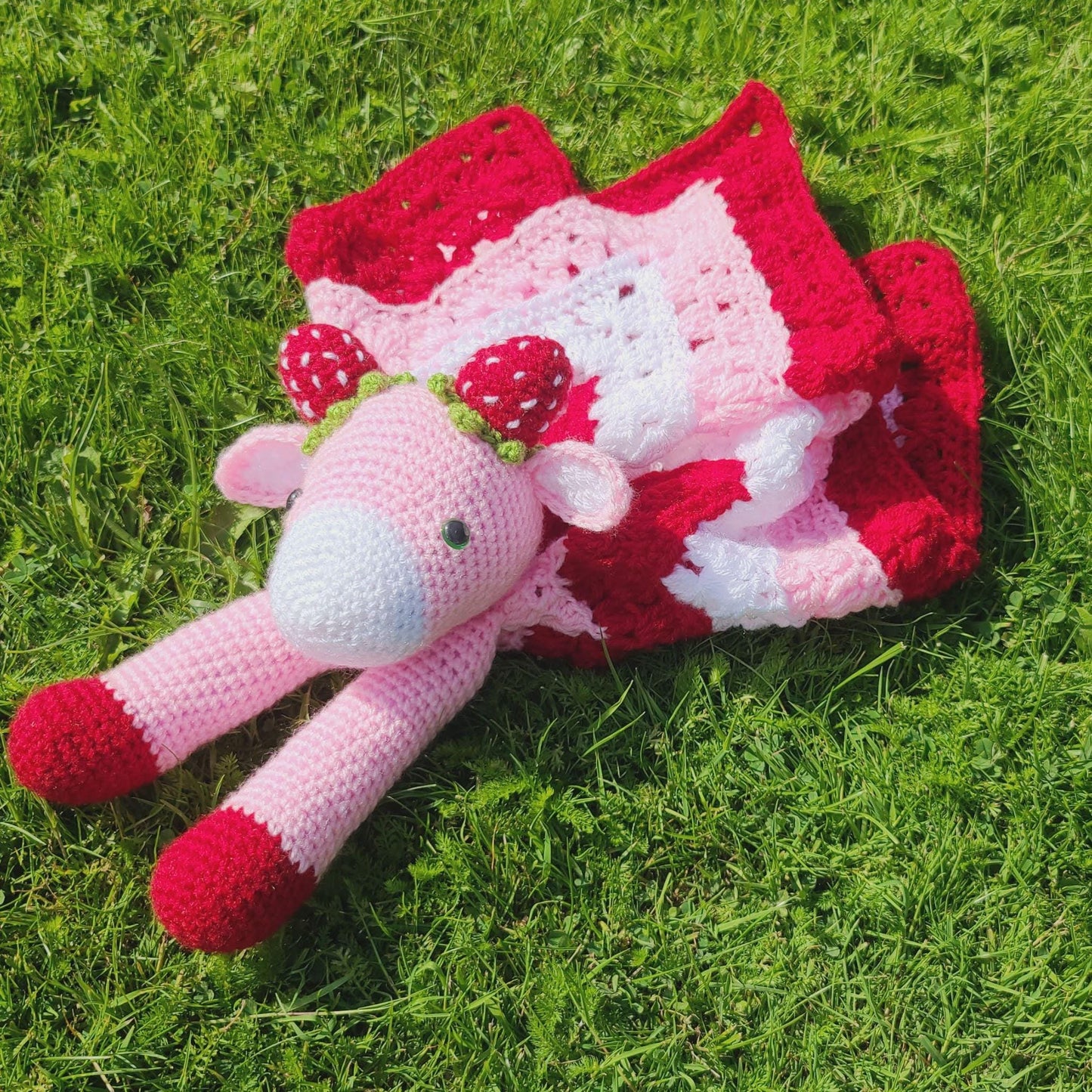 Strawberry Cow Baby Lovey Blanket Comforter Security Blanket Crochet Pattern | Baby Shower Gift - Farm Animals Cow Blanket Blankie For Baby