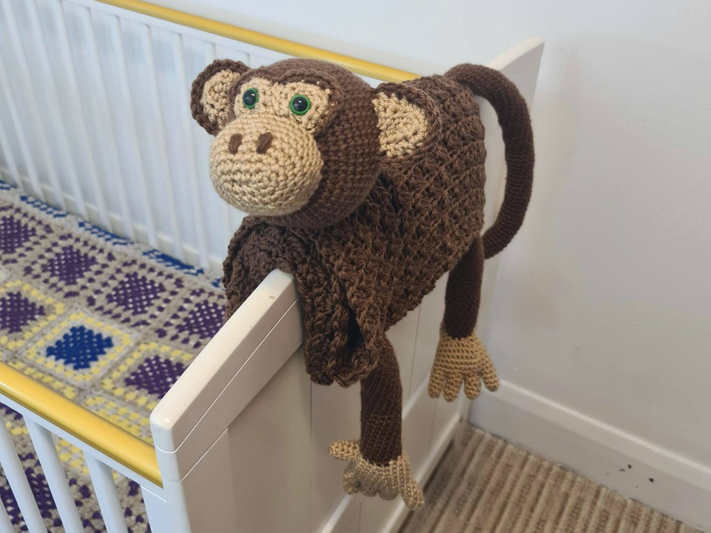 3in1 Jungle Monkey Folding Baby Blanket Crochet Pattern | Stroller Pram Toy Security Blanket Lovey Baby Shower Gift For Boy Girl Play Mat