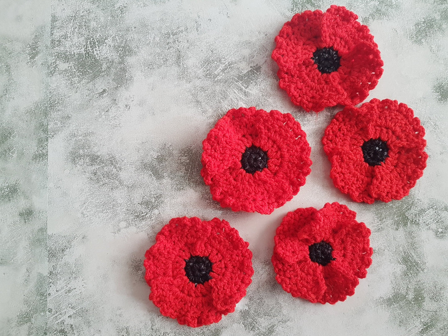 Red Poppy Flower Applique Set With 3, 4 & 5 Petals Crochet Pattern - For Flower Baby Blankets, Afghans, Clothes or Jewellery - Crochet Gift