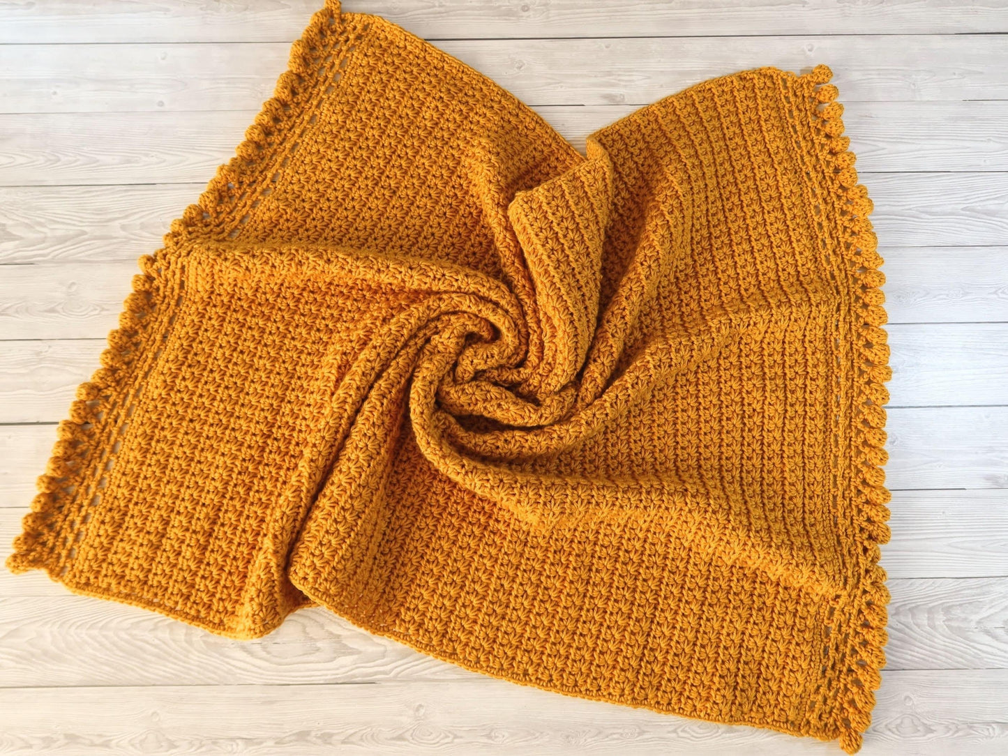 Stars & Pom Poms Baby Blanket Afghan Crochet Pattern | Gold Blanket Baby Shower Gift Pompom Blanket Baby Gift Christmas Birthday Gift Boy
