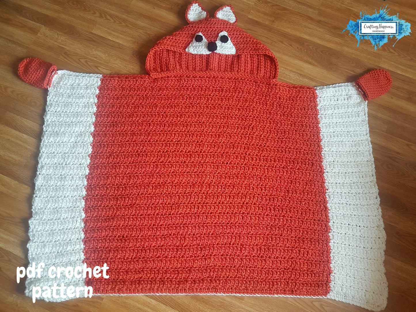 Woodland Fox Hooded Blanket For Adults & Kids Crochet Pattern | Animal Blanket With Hood | Wearable Blanket | Fox Blanket Child | Present