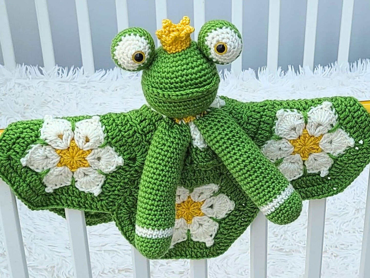 Frog Baby Blanket & Lovey Baby Shower Set CROCHET PATTERN | Prince Frog Cot Blanket + Amigurumi Sloth Comforter Pattern Crochet Baby Gift