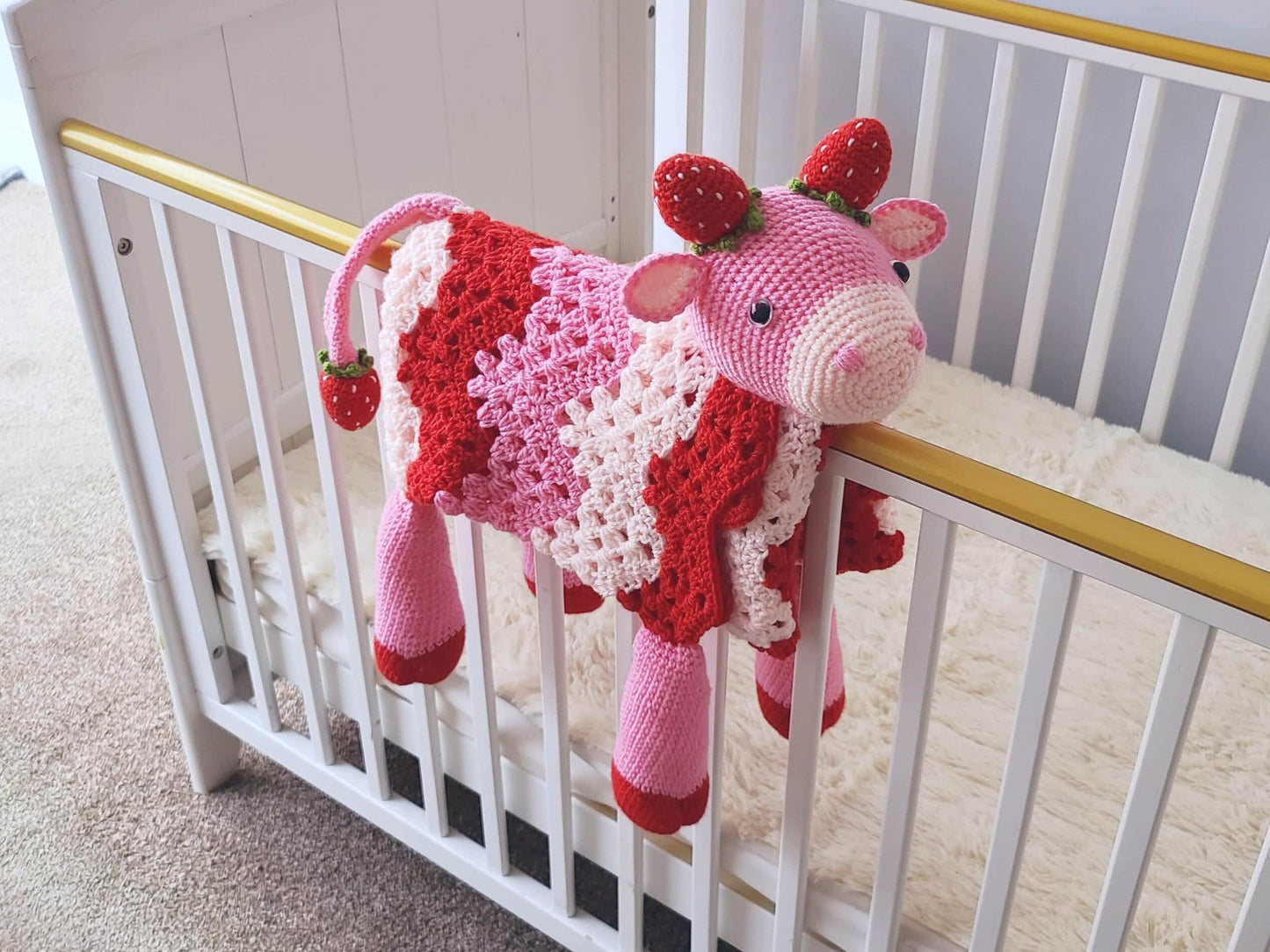 3in1 Strawberry Cow Baby Blanket Amigurumi Crochet Pattern | Pink Cow Blanket Crochet AmiBlanket Toy Lovi Blanket Baby Shower Gift Birthday