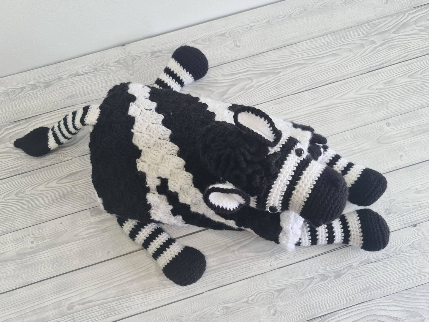 3in1 Safari Zebra Baby Blanket Toy Crochet Pattern | Stroller Pram Toy Security Blanket Lovey Baby Shower Gift Play Mat Afghan Zebra Print