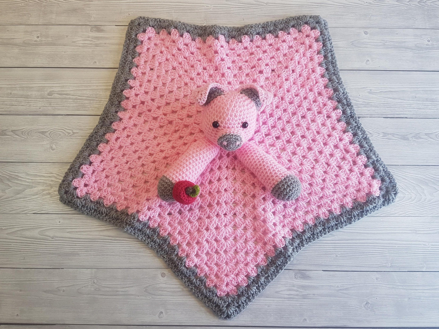 Pip & Petunia Pig Lovey Blankets Crochet Pattern | Comforter Security Blanket Baby Shower Gift | Farm Animals Pig Baby Lovey Cuddle Play Toy