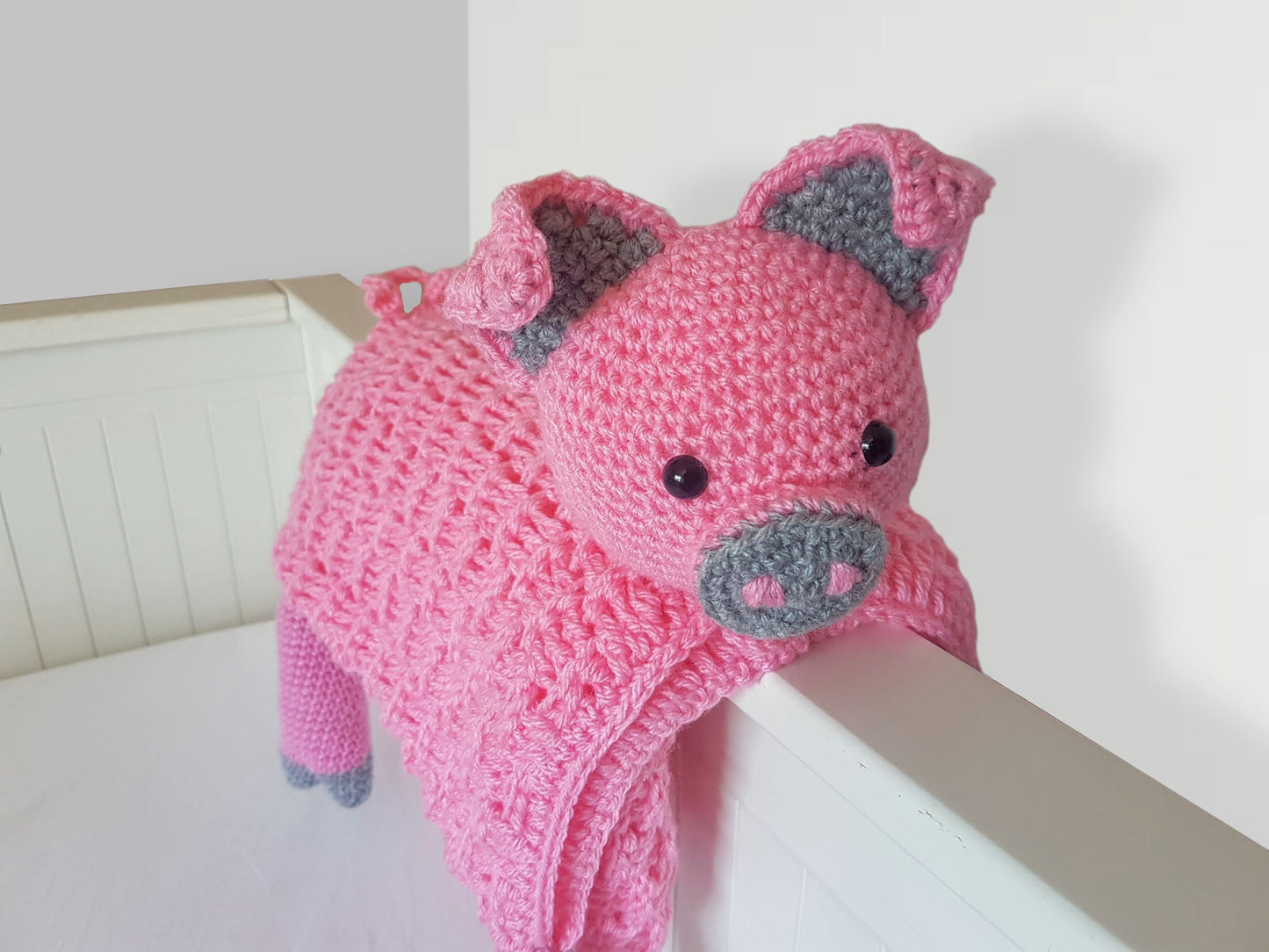 Pig Baby Blanket Crochet Pattern | Stroller Blanket | Baby Shower Gift For Boys & Girls | Pram Blanket | Cot Blanket | Piggy Blanket Toy