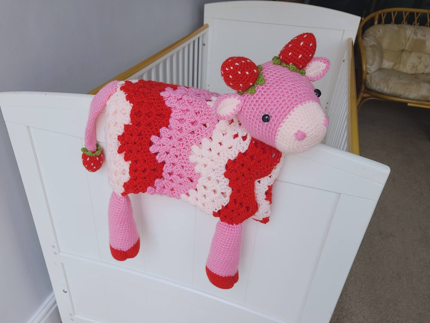 3in1 Strawberry Cow Baby Blanket Amigurumi Crochet Pattern | Pink Cow Blanket Crochet AmiBlanket Toy Lovi Blanket Baby Shower Gift Birthday