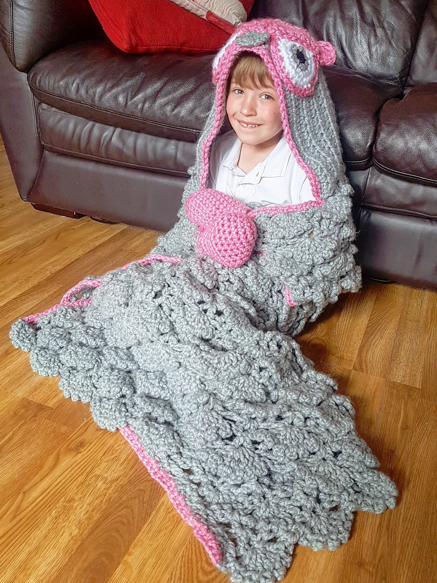 2 in 1 Woodland Owl Hooded Blanket in Child & Adult Size - Full Body Blanket w Mittens and Hood - Ruffled Feathers Look - Folds Into Cushion