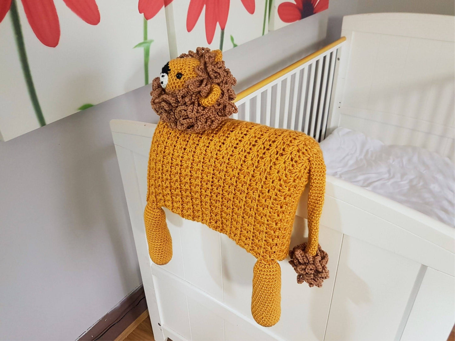 3in1 Safari Lion Folding Baby Blanket Crochet Pattern | Stroller Pram Toy Security Blanket Lovey | Baby Shower Gift For Boy Girl Present Toy