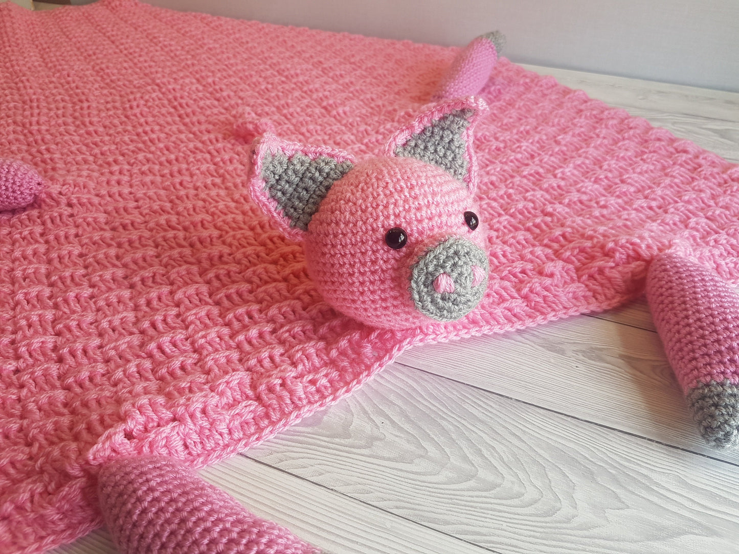Pig Baby Blanket Crochet Pattern | Stroller Blanket | Baby Shower Gift For Boys & Girls | Pram Blanket | Cot Blanket | Piggy Blanket Toy