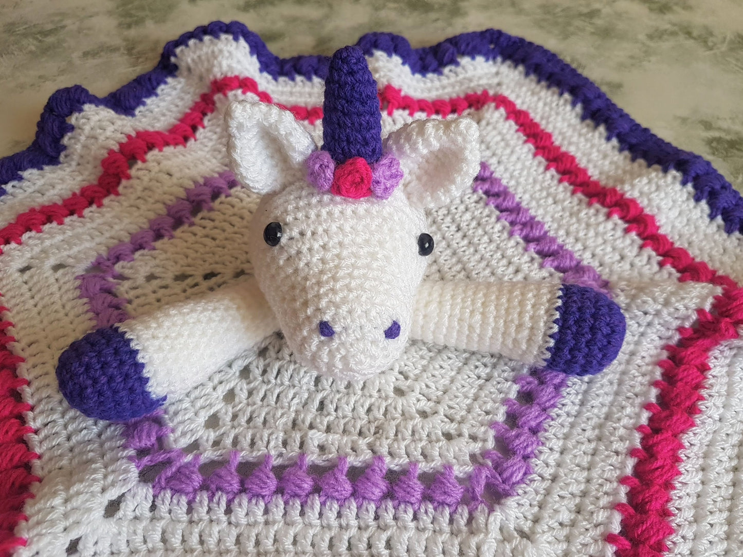 Maria The Unicorn Baby Lovey Security Blanket Crochet Pattern