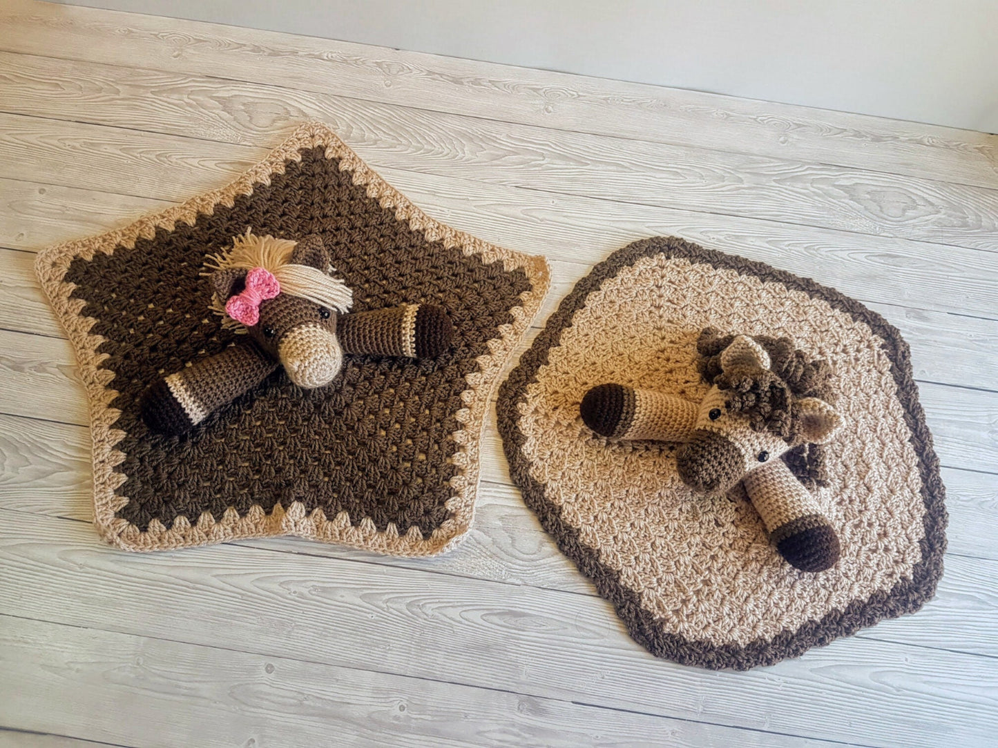 Horse Baby Blanket & 2 Horse Loveys Baby Shower Set Crochet Patterns | Multipurpose Baby Blanket and Amigurumi Horse Lovey Baby Shower Gift