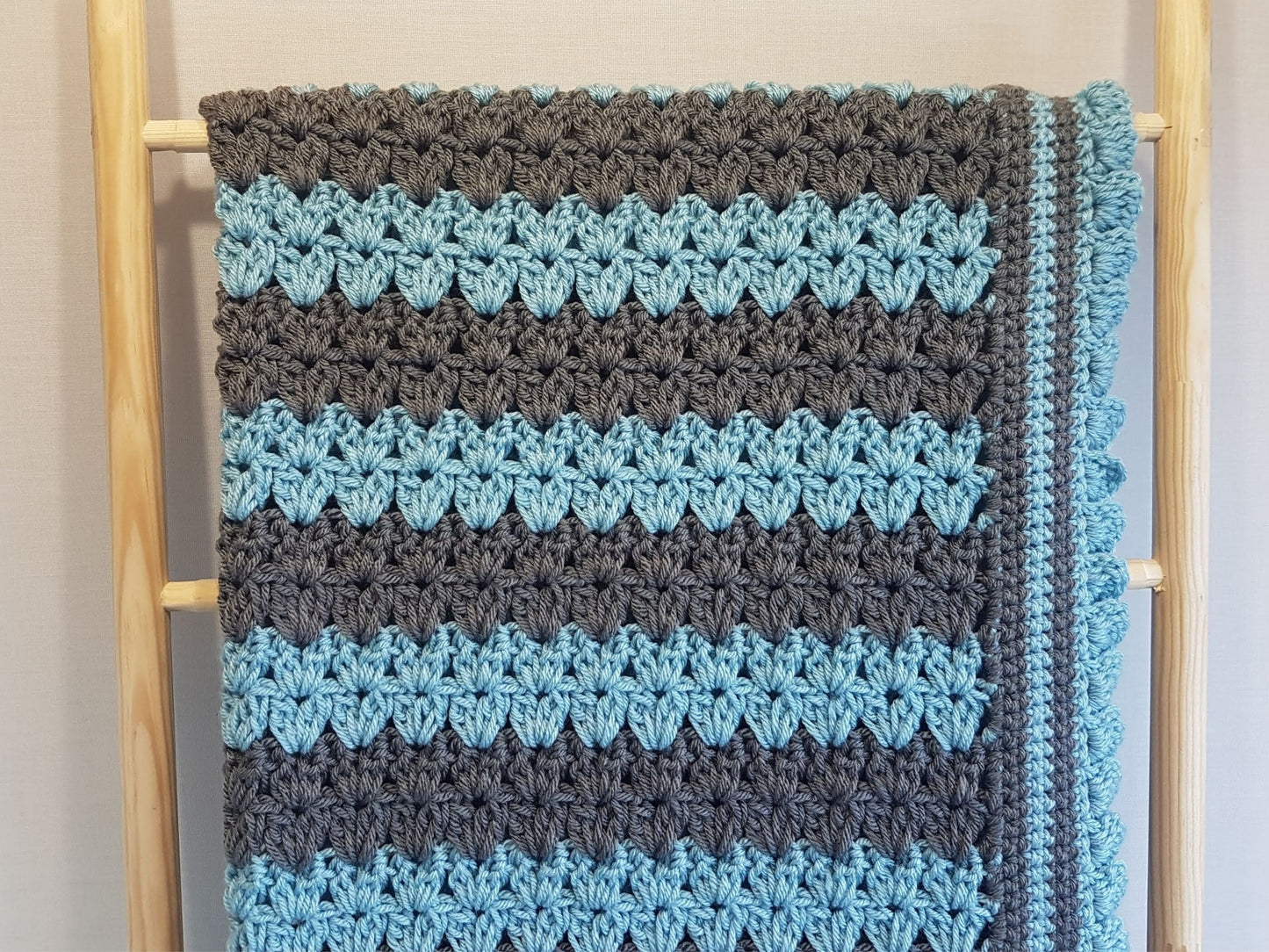 Stripes & Ruffles Baby Blanket Lapghan Crochet Pattern | Blue Blanket Baby Shower Gift Stripes Blanket Baby Gift Christmas Birthday Gift Boy