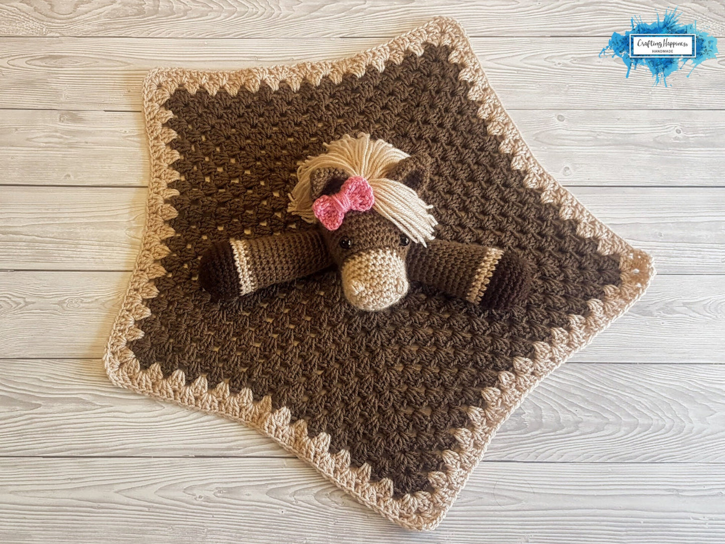 Harry & Harriet Horse Lovey Blanket Crochet Patterns | Comforter Security Blanket Baby Shower Gift | Farm Animals Baby Lovey Cuddle Play Toy