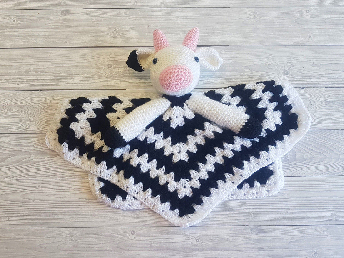 Cow Lovey Blanket Crochet Patterns | Security Blanket Baby Shower Gift | Farm Animals Baby Lovey Cuddle Play Toy Amigurumi Cow Crochet Baby