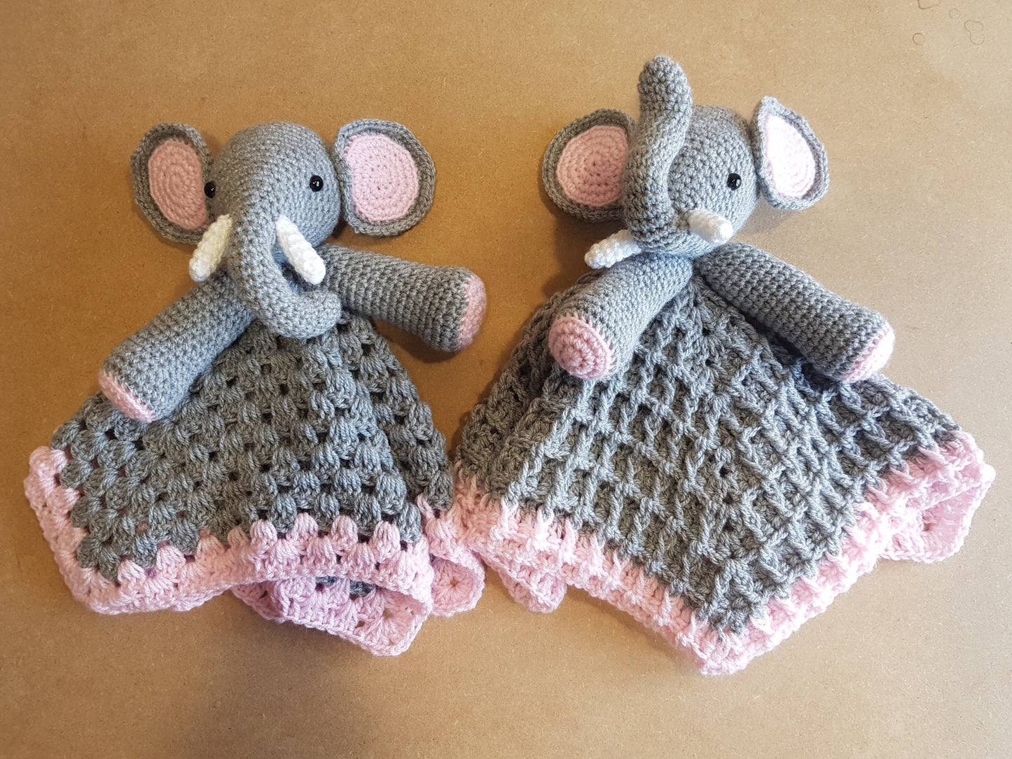 Ella The Elephant Baby Lovey Security Blanket Crochet Pattern ~ Up or Down Trunk ~ Two Style Blankie ~ Baby Shower Birthday Gift Unisex