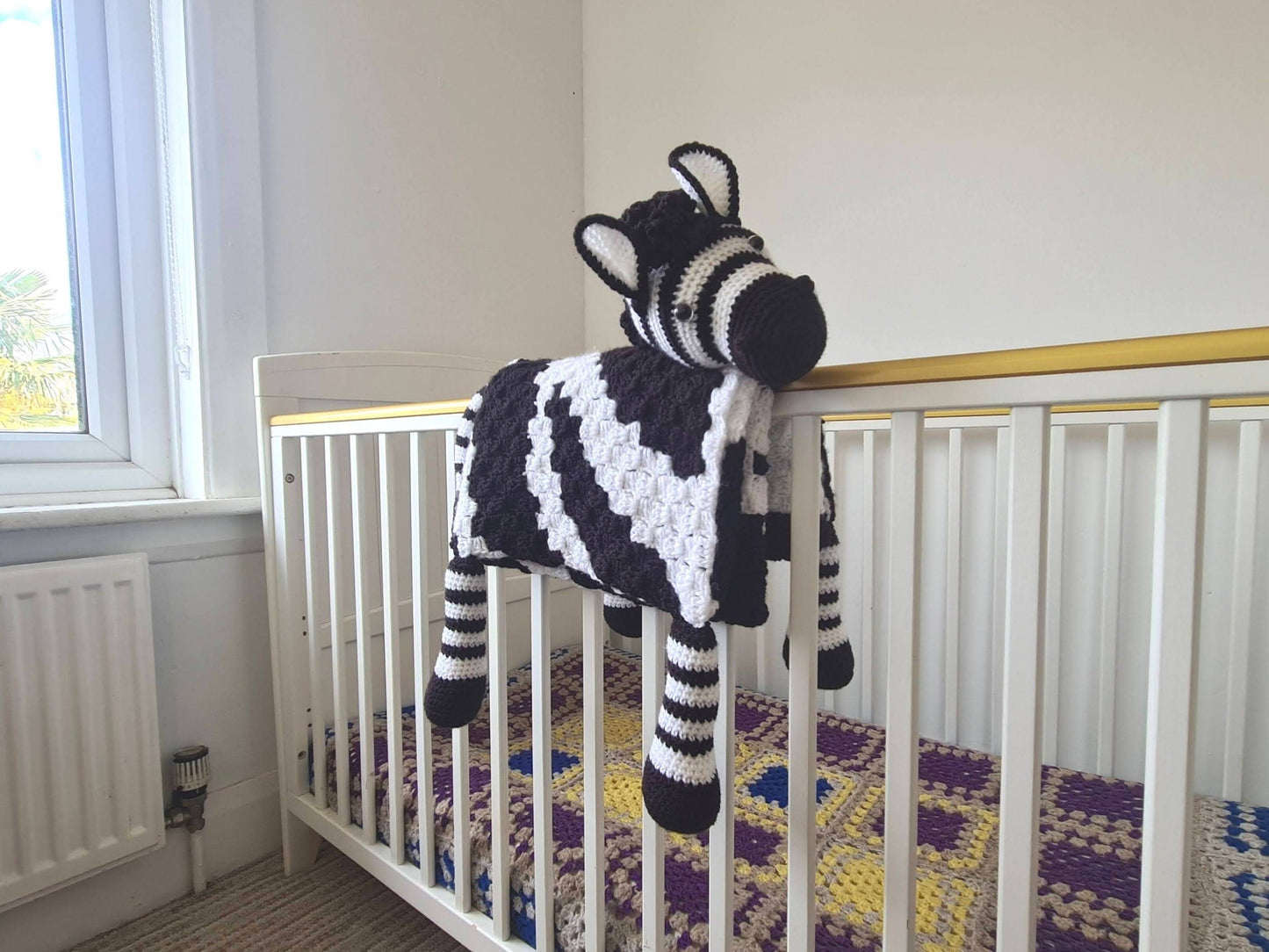 3in1 Safari Zebra Baby Blanket Toy Crochet Pattern | Stroller Pram Toy Security Blanket Lovey Baby Shower Gift Play Mat Afghan Zebra Print