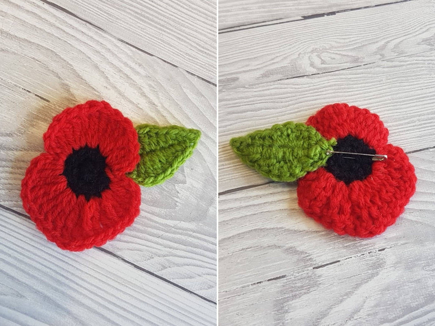 Bundle of 3 Poppy Flower Crochet Patterns | Poppy Brooch, Poppy Pin, Poppy Hair Tie - Easy Flower Applique For Blanket Hat Clothes Jewelry