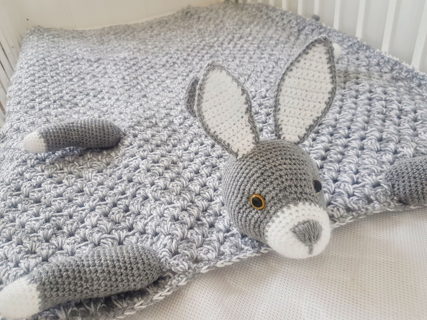 Bunny Baby Blanket & Lovey Baby Shower Set CROCHET PATTERN Multipurpose Blanket Toy Play Mat Baby Security Blanket Stroller Cot Blanket Gift