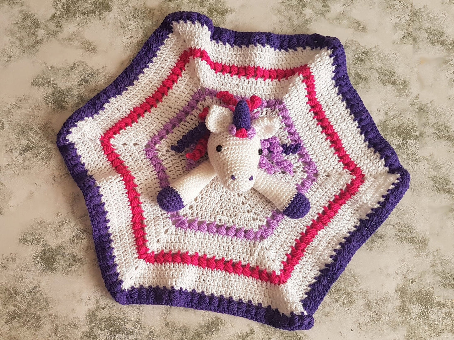 Maria The Unicorn Baby Lovey Security Blanket Crochet Pattern