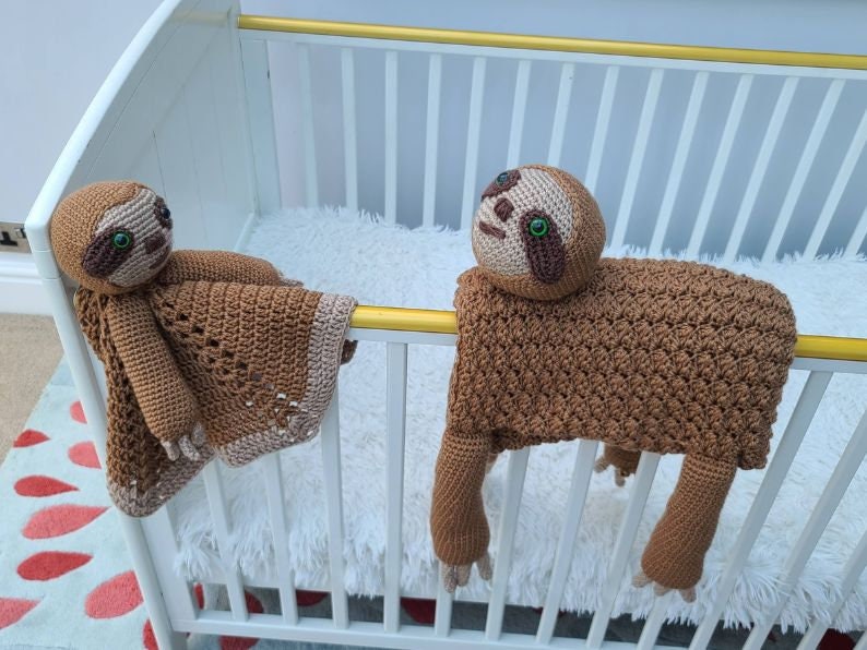 Sloth Baby Blanket & Lovey Baby Shower Set CROCHET PATTERN | Jungle Sloth Cot Blanket + Amigurumi Sloth Comforter Pattern Crochet Baby Gift