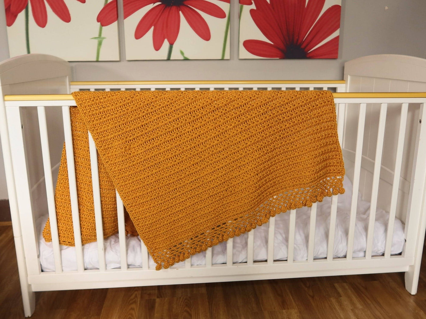 Stars & Pom Poms Baby Blanket Afghan Crochet Pattern | Gold Blanket Baby Shower Gift Pompom Blanket Baby Gift Christmas Birthday Gift Boy