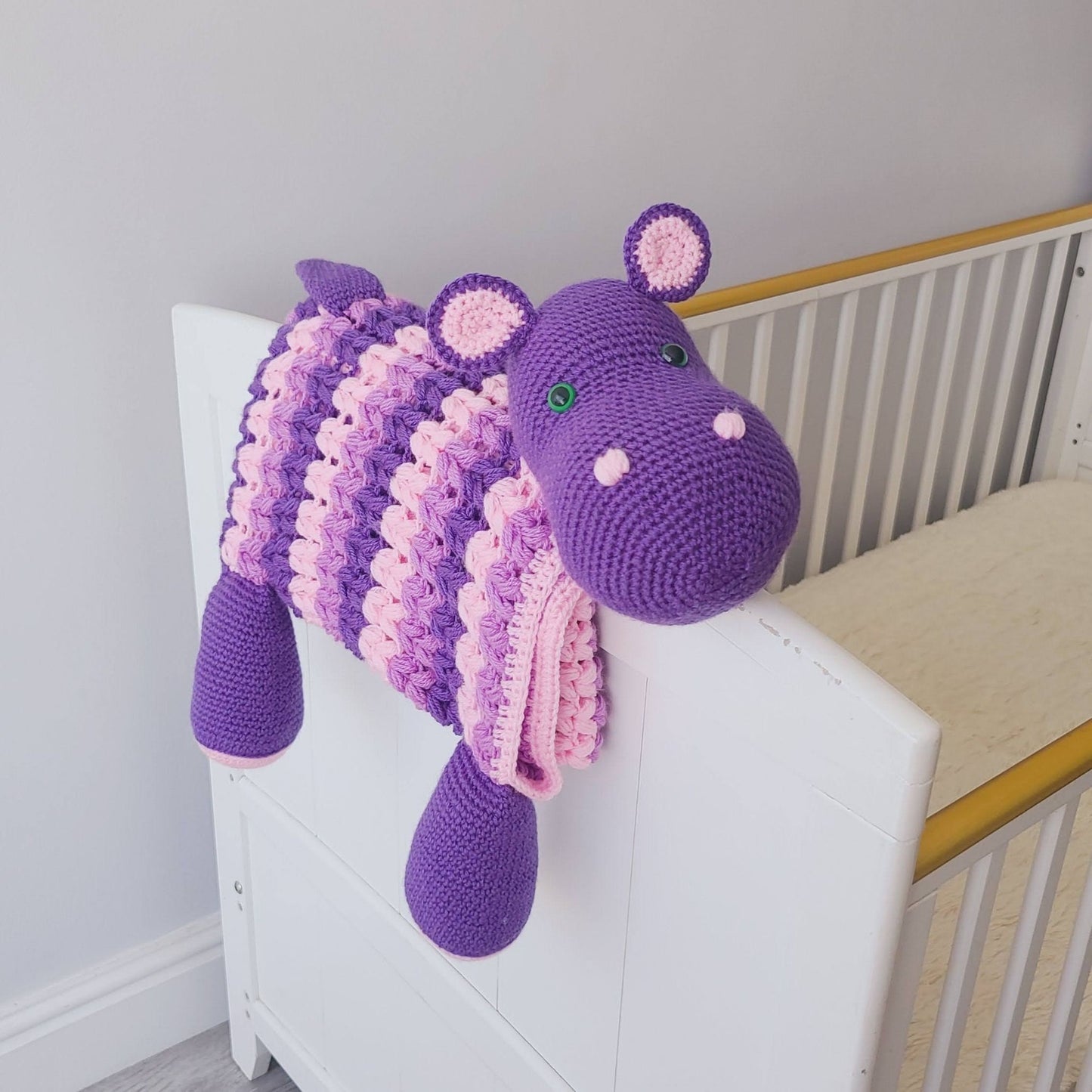 3in1 Safari Hippo Folding Baby Blanket Crochet Pattern | Amigurumi Hippo Blanket | Pram Crochet Blanket Toy Lovey Baby Shower Gift Birthday