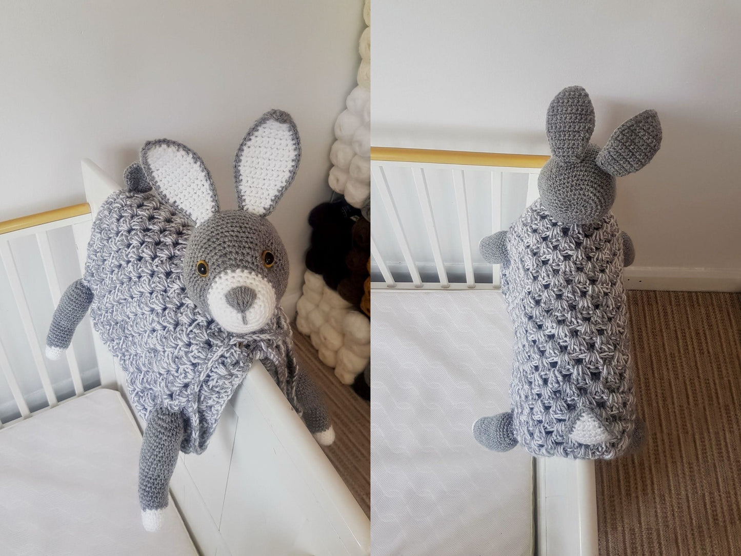Bunny Baby Blanket & Lovey Baby Shower Set CROCHET PATTERN Multipurpose Blanket Toy Play Mat Baby Security Blanket Stroller Cot Blanket Gift