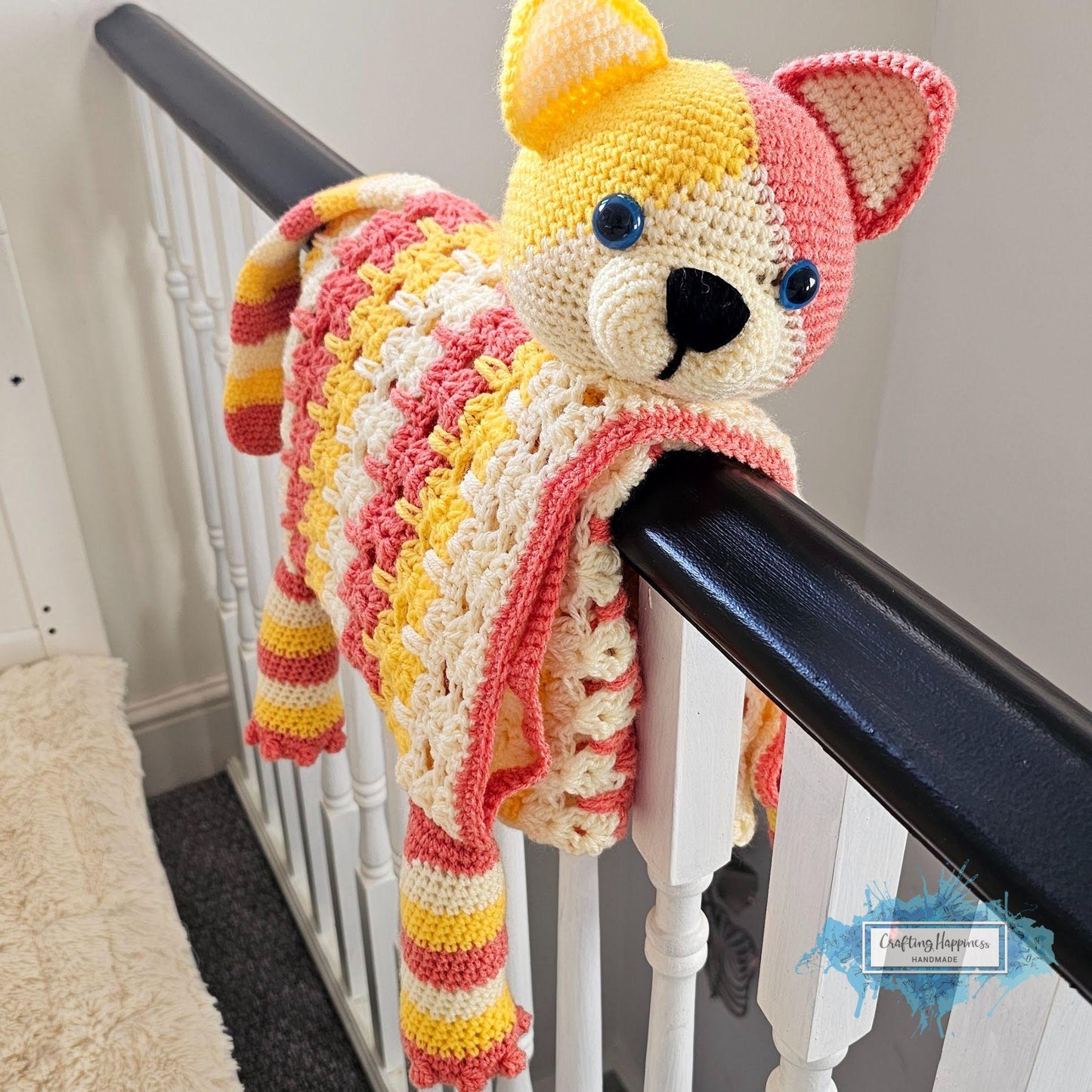 3in1 Calico Cat Folding Baby Blanket Crochet Pattern | Amigurumi Cat Unisex Baby Blanket | Stroller Blanket Cat Toy Throw | Baby Shower Gift