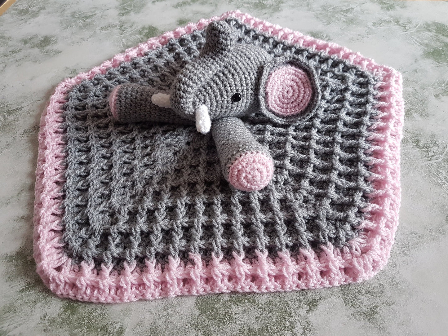 Elephant Baby Blanket & Lovey Baby Shower Set Crochet Patterns Multipurpose Baby Blanket Toy Play Mat Cot Blanket Baby Security Blanket Gift