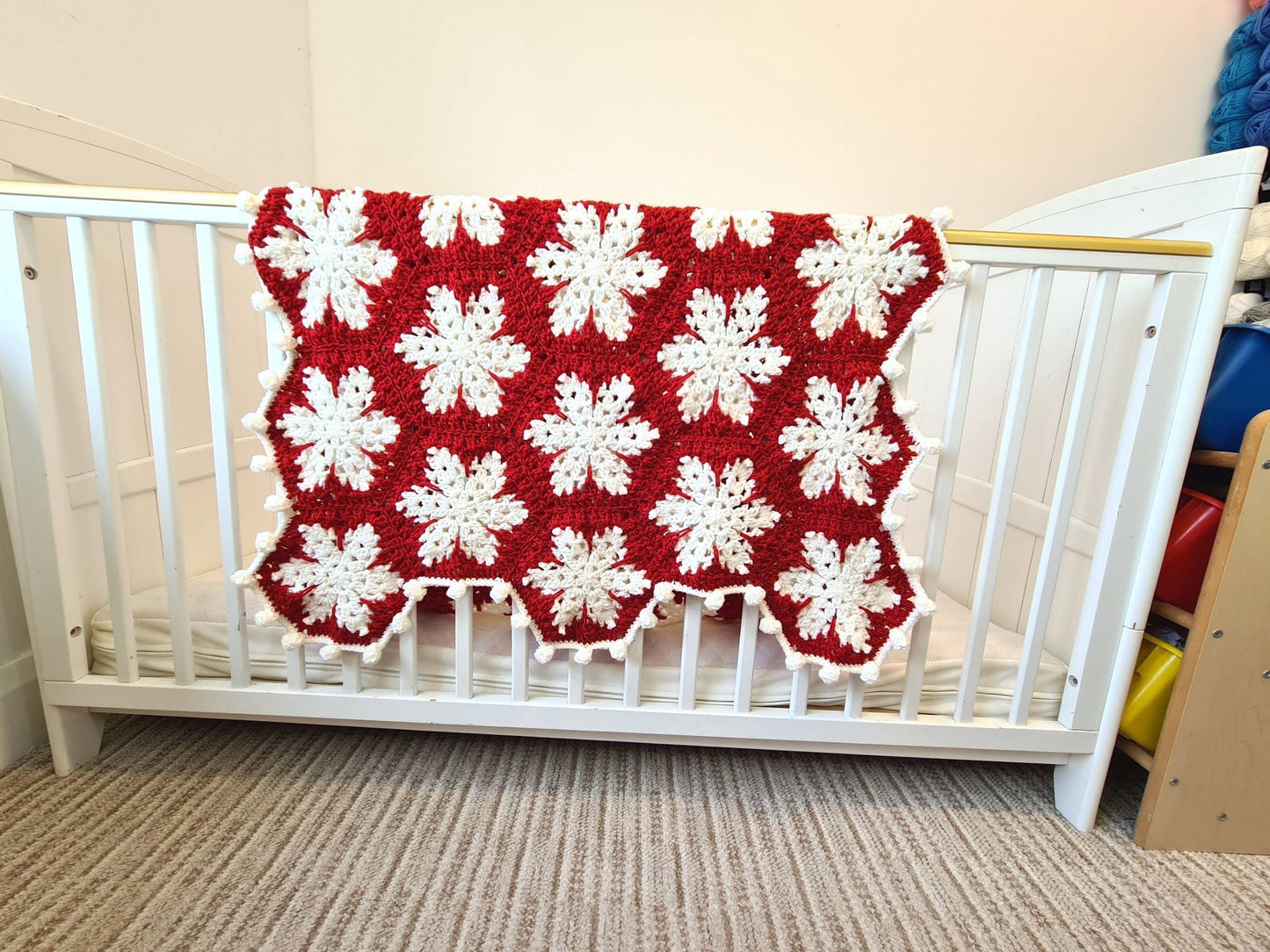 Christmas Snowflake Baby Blanket Lapghan Crochet Pattern | Hexagon Blanket Baby Shower Gift Easy Snowflake Blanket Star Xmas Afghan Birthday