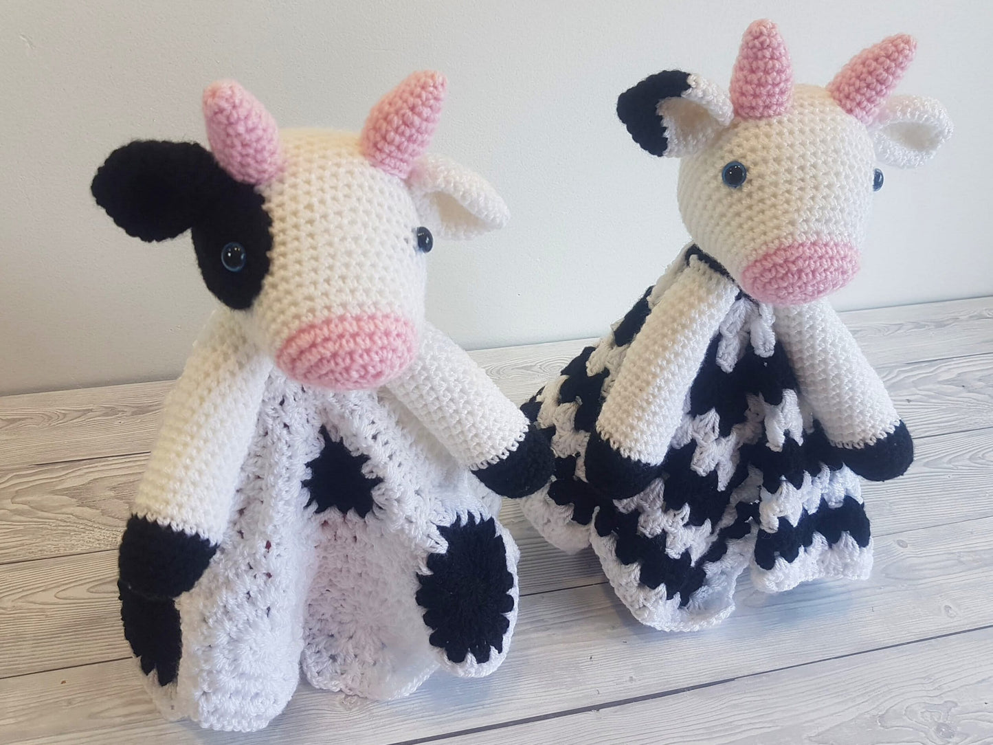 Cow Lovey Blanket Crochet Patterns | Security Blanket Baby Shower Gift | Farm Animals Baby Lovey Cuddle Play Toy Amigurumi Cow Crochet Baby