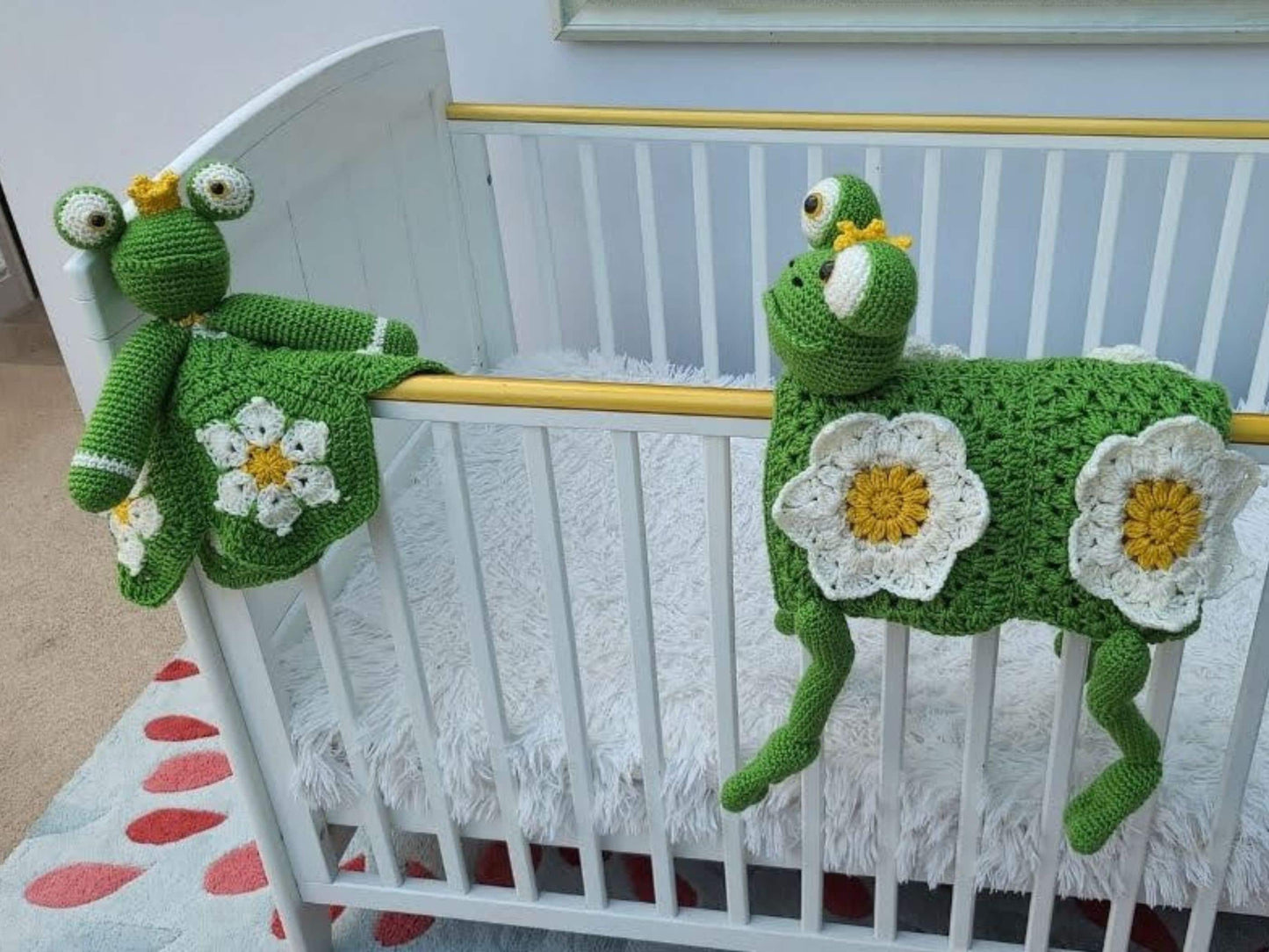 Frog Baby Blanket & Lovey Baby Shower Set CROCHET PATTERN | Prince Frog Cot Blanket + Amigurumi Sloth Comforter Pattern Crochet Baby Gift