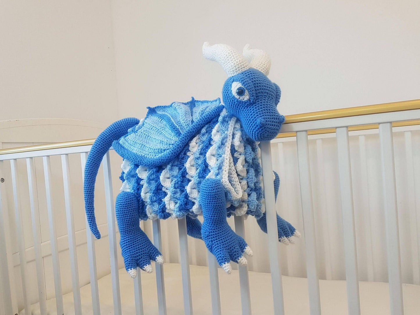 3in1 Ice Dragon Baby Blanket Crochet Pattern | Dragon Blanket Stroller Pram Toy Security Blanket Lovey Baby Shower Gift Boy Amigurumi Dragon
