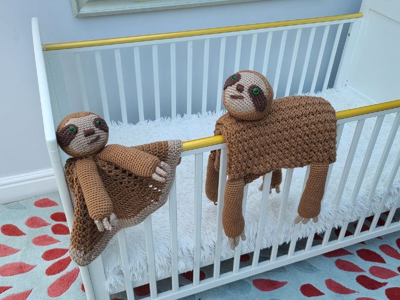 Sloth Baby Blanket & Lovey Baby Shower Set CROCHET PATTERN | Jungle Sloth Cot Blanket + Amigurumi Sloth Comforter Pattern Crochet Baby Gift