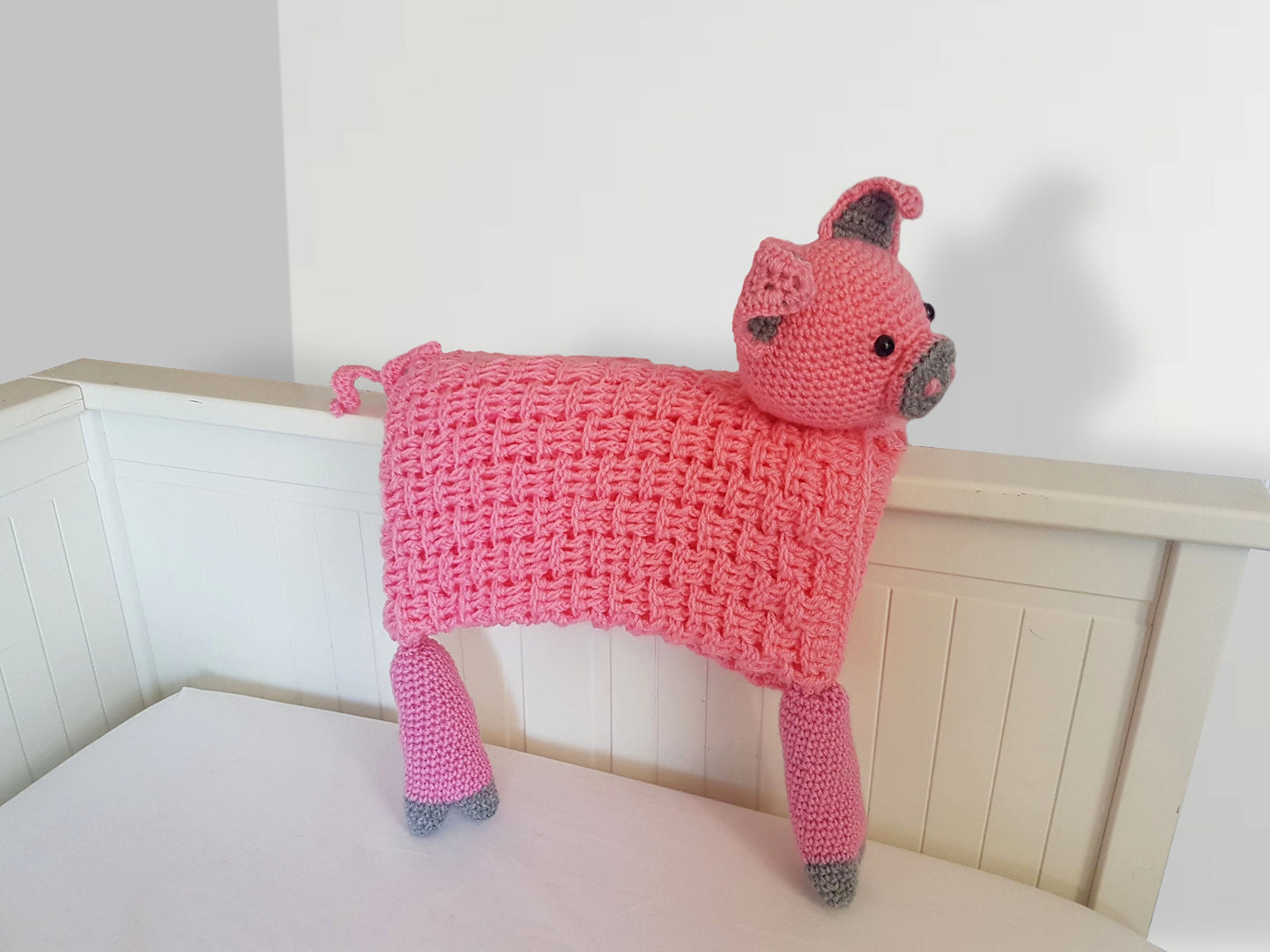 Pig Baby Blanket Crochet Pattern | Stroller Blanket | Baby Shower Gift For Boys & Girls | Pram Blanket | Cot Blanket | Piggy Blanket Toy