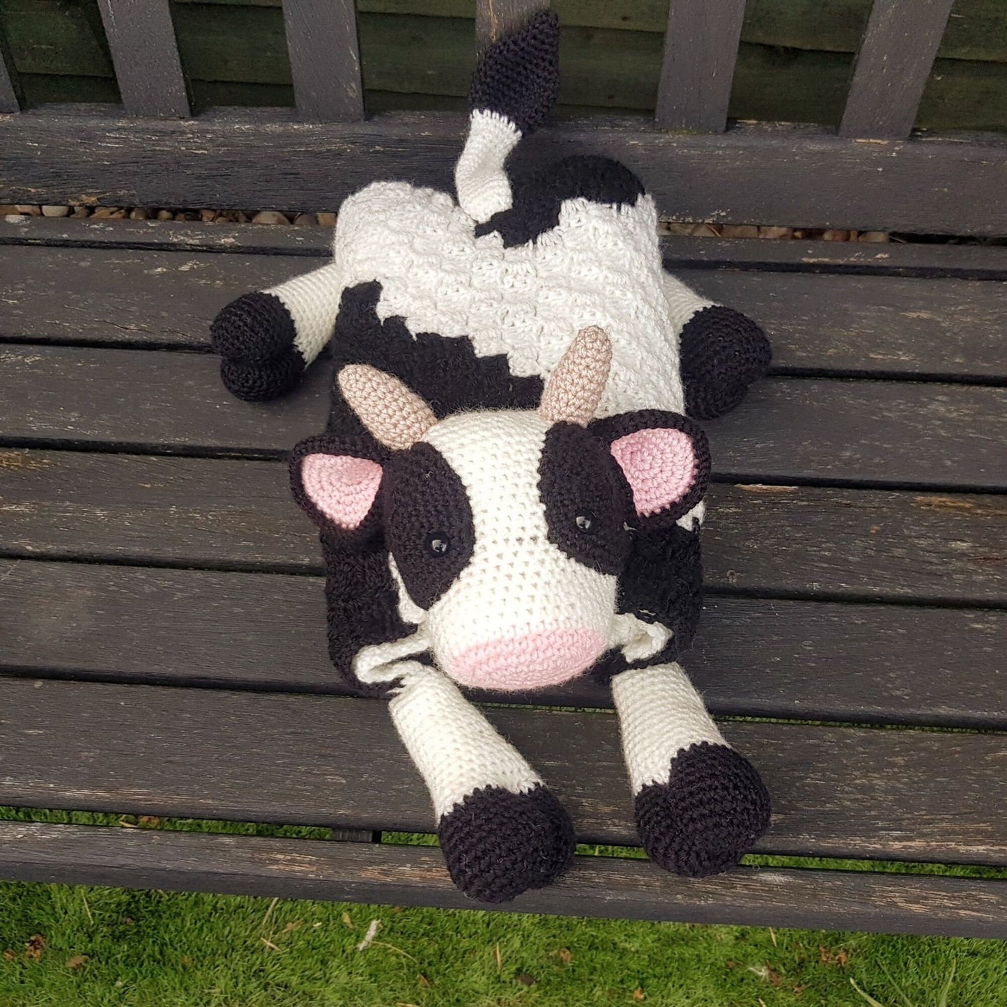 3 PATTERN BUNDLE Amigurumi Cow Baby Blankets - Scottish Highland Cow, Black Spotted Farm Cow, Strawberry Cow Baby Shower Gift Animal Blanket